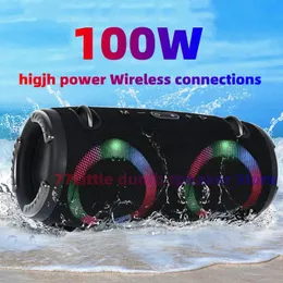 Altavoces 100W de alta potencia inalámbrico TWS subwoofer portátil tarjeta impermeable altavoz RGB colorido giratorio luz intermitente altavoz bluetooth