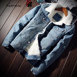 Dimusi Winter Mens Denim Jackets Fashion Men Fleece Shicay Warm Jeans Juvert Jacket Darm