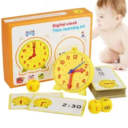 Dzieci Montessori drewniane Zegar Zabawki Dzieci Godzina Minuta Second Cognition Watches Preschool Learning Cyfrowa zabawka dla dzieci Prezent 240116