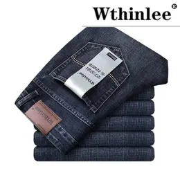 Jeans män klassisk jean hög kvalitet rak ben manliga casual byxor plus storlek 30-40 bomull denim byxor ropa hombre 240115