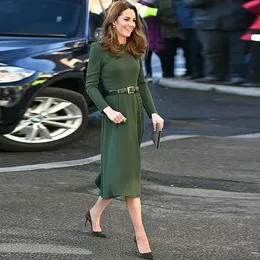 Kate Middleton Principessa Abito midi Moda di alta qualità Ufficio Festa Vintage Elegante Chic Gentiluomo Celebrità Slim Fit Luogo di lavoro Primavera Autunno Novità Donna