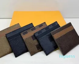 2024 Nytt designerkortshållare plånbok kort fodral handväska kvalitet påse quiltade äkta läder kvinnliga män purses mens nyckelring kredit mynt koppling mini väska brun duk