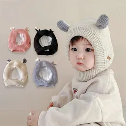 Berets Baby Hüte 0,5-3 Jahre Jungen Mädchen Motorhaube Winter Warm Verdicken Kinder Säugling Nette Cartoon Ohren Stricken für Kinder Beanie Mut