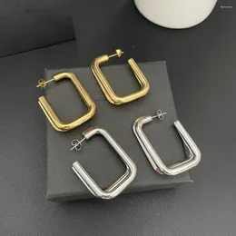 Dangle Earrings الشهيرة مصممة العلامة التجارية الذهب Silver Hegetric Rectangle Women أعلى جودة الجودة اتجاه المجوهرات الفاخرة