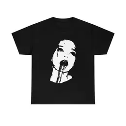 힙합 여름 고딕하라 쿠쿠 펑크 느슨한 남자 여자 초상화 인쇄 인쇄 TSHIRT 캐주얼 짧은 슬리브 그래픽 인쇄 티셔츠 탑 Y2K 이모 240115