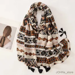 Scarves Cotton Linen Scarf For Women Big Shls Luxury Brand Fashion Bandannas Floral Scarves Check Stripe Neck Scarf For Ladies Gifts