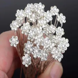 Fasce per capelli 20 pezzi Moda matrimonio nuziale Perla Fiore Cristallo trasparente Strass Perni per capelli Clip Damigella d'onore Hairwear Gioielli Accessori per capelli