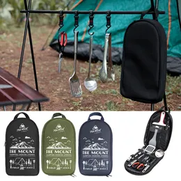 Outdoor Camping Cookware Container Bag Cooking Utensil Organizer Kitchen Ware Storage Portable Travel BBQ Tableware Pouch 240116