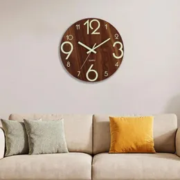 Wall Clocks White Numbers Clock Modern 12 Inch Wooden With Glow-in-the-dark Silent Home Decoration Mute For Room