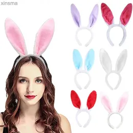 Headbands Cute Fluffy Rabbit Ear Headband Cartoon Bunny Hairband For Women Girls Cosplay Party Styling Tools Hair Accessories Easter Gift YQ240116