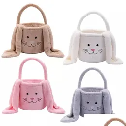 Party Favor Handbag Fuzzy Long Ears Easter Rabbit Bucket P Furry Bunny Gift Bags Basket Drop Delivery Dhtxm