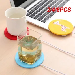 Copos pires 2/4/6 pçs aquecimento térmico tablemat acessórios de cozinha ferramentas usb mais quente escritório bebida bonito esteira isolamento portátil