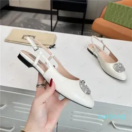 Diseñador - Sandalias planas Mujer Cuero Moda Hebilla Bombas Zapatos de fiesta Zapatos de vestir Slingback Hebilla de metal