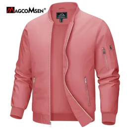 Magcomsen Men's Lightweight Casual Jackets Spring Autumn Windbreaker med blixtlåsfickor för arbete som går ut 240115