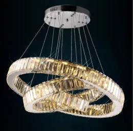 LED Crystal Chandelier Light 현대 LED 원 샹들리에 램프 매달려 LUSTRES LED 링 조명 가정 장식 LL