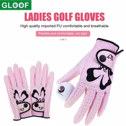 GLOOF 1Pair Women Golf Gloves Pink Ladies Right Hand Left Allweather Grip Set 240116