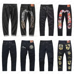 Calças compridas masculinas bordadas em forma de M jeans perna reta calças largas borda longa rua casual EV jeans masculino rua hip-hop roupas de rua tamanhos 28-40