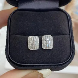 Brincos unice 18k ouro branco sólido au750 joias retangulares açúcar rocha diamantes naturais 0,42cts presente de festa feminino