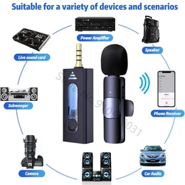 Microfones 3.5mm Microfone de lapela de lapela sem fio Microfone de gravação automática de redução de ruído para smartphone e laptop YouTube