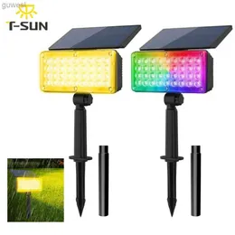 Lâmpadas de gramado luz solar ao ar livre 36led jardim quintal decorativo energia solar holofotes 3000k/6000k rgb paisagem gramado lâmpada à prova dwaterproof água yq240116