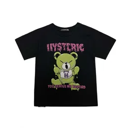Летняя черная супермодная брендовая детская футболка с короткими рукавами и соской «Тающий жестокий медведь»