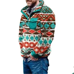 Erkek Ceketler Erkek Ceketler Kış Sherpa Fleece Sweater Artı Boyut 2xl Kabarık Plover Ekose Sıcak Sokak Giyim Teddy Sweaters Erkekler Deli Dhmiq