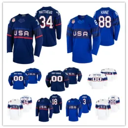 USA Hockey 2022 Maglie di ghiaccio invernale Pechino Patrick Kane Seth Jones Johnny Gaudreau Jack Eichel Auston Matthews Jake Guentzel Brady Tkachuk D