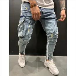 Mens Jeans Denim Pocket Pants Summer Autumn Thin Slim Regular Fit Straight Jeans Elasticity Stretchy Male Blue Black Trousers 240115