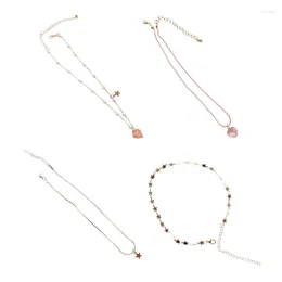 Collane con ciondolo Tendenza femminile Nicchia Ins Catena a clavicola Perle bianche Collana con stella d'amore Studente Temperamento semplice Vento freddo