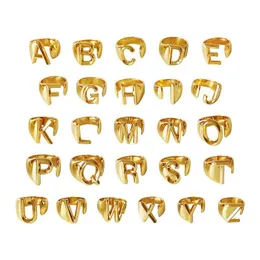 Band Rings 26 A-Z English Orenge Ring Sier Gold Plated Band Rings Retro Letter Women Fashion Modern 74 N2 Drop Deliver