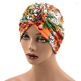 スカーフ1PCレディースフラワーターバンボンネットソイルドカラーポリエステルトップノットアフリカの渦巻き印刷帽子の女性ヘッドラップインドスカーフハット