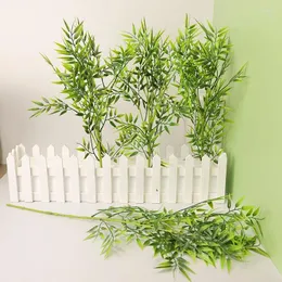 Flores decorativas 45cm ramo de bambu artificial simulado plantas verdes planta para casa falso jardim escritório decoração de casamento