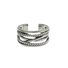 Band Rings Genuine Sier Jewelry 925 Sterling Mtilayer Wrap Twist Vintage Open Women Men Retro Adjustable Statement Rings 832 Drop Del Dhf2Q