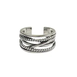 Bandringe Echter Sier-Schmuck 925 Sterling Mtilayer Wrap Twist Vintage Offene Frauen Männer Retro Einstellbare Statement-Ringe 832 Drop Del DHF2Q