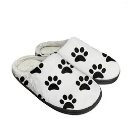 Slippers Hond Print Huisdier Thuis Katoen Op maat Heren Dames Sandalen Pluche Slaapkamer Casual Warm Houden Schoen Thermische Slipper Zwart