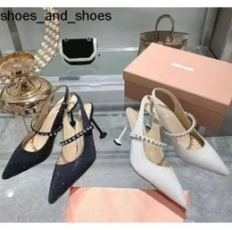 Nowe sandały jane na wysokich obcasach Jane dla kobiet ozdobione diamentowe bankietowanie seksowne skórzane kryształowe buty
