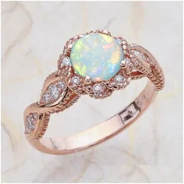 Band Rings Opal Fashion Ring Versatile Rhinestone Simplicity Plated Gold Woman Man Band Rings Ornaments High Quality 2 8Wx K2B Drop D Dh6W4