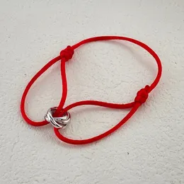 Nueva marca de moda dupe, pulsera de plata de ley 925 con correa colorida, pulsera de plata de 3 círculos para mujeres y hombres