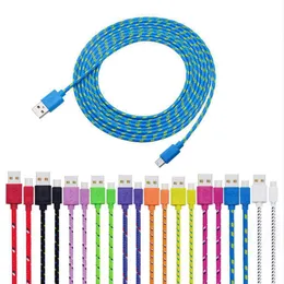 Högkvalitativ nylonflätad mikro USB -kabel 1M/2M/3M Datasynkronisering av USB -laddare för Samsung HTC Huawei Xiaomi -surfplatta Android USB -telefonkablar Inget paket