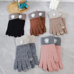 Women Wool Glove Sheepskin Bright Female Winter Warm Fashion Mans Windproof Antifreeze Five Finger Mittens New Waterproof Riding Velvet Thermal 6 Color