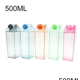 500Ml Plastic Milk Carton Water Bottles Bpa Clear Transparent Outdoor Square Juice Box Fy5230 1220 Drop Delivery Dheb1