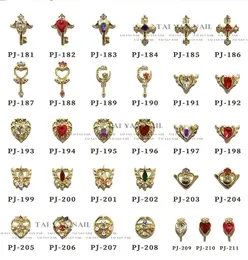 10st Bulk Zircon Nail Charms smycken älskar Cross Design Nail Art Decorations Luxury Gold Metal Alloy Diamonds Nail Accessories 240115