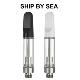 Ship By Sea Keramikspule Vape Carts TH205-Kartuschen 0,5 ml 0,8 ml 1,0 ml Weiß Schwarz 510 Gewinde Schraubverschluss Klarglas Leere Zerstäuber