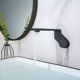 Robinets de lavabo de salle de bains, robinet de lavabo mural et robinets mélangeurs de lavabo de lavabo froid en laiton encastré dans le mur