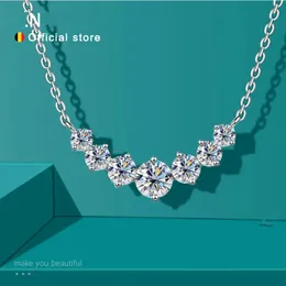 Choucong 2024 Top Sell Smile Pendant Simple Fashion Jewelry 925 Sterling Silver Plated Single Row Round Cut White Cubic Zircon Party Women Clavicle Necklace Gift