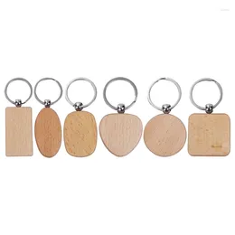 Keychains 20 Pcs Blank Wood Wooden Keychain Diy Custom Key Chains Tags Anti Lost Accessories Gifts (Mixed Design)