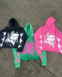 Överdimensionerad hoodie för män djävul tryck gata hip-hop kläder y2k amerikansk retro harajuku lös pullover tröja män 240115