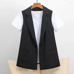 Damesvesten Lente Herfst Mouwloze jassen Kleding Casual Zwarte Vrouwelijke Blazerjassen Elegant Slanke Eén Knop Wasjassen Vest Aq649