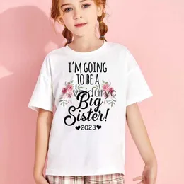 T-shirts Estou sendo promovido a Big Sister 2023 Kids T-shirt Anúncio de bebê Tee Camisetas Tops TODDLER TSHIRTS ROPOS CASUAL DE VERÃO H240508