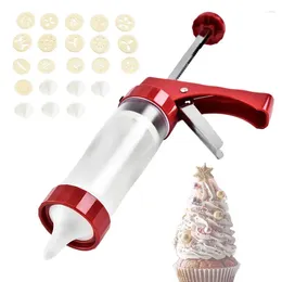 Bakformar cookie press klassisk rostfritt stål spritz med 16 tryckplatta 6 dekorera munstycke kex maker kit för